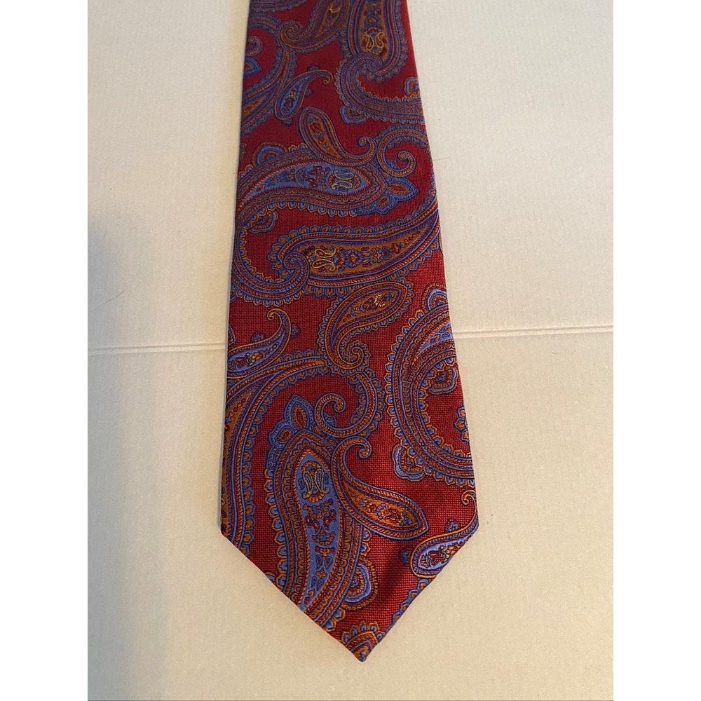 Bardelli Roma Mens Red Paisley Silk Tie Handmade Italy USA Business Formal